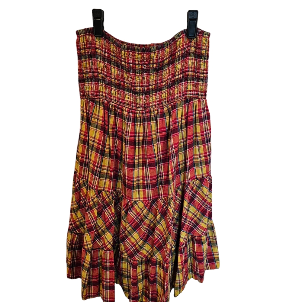 Plaid sleeveless bandeau dress